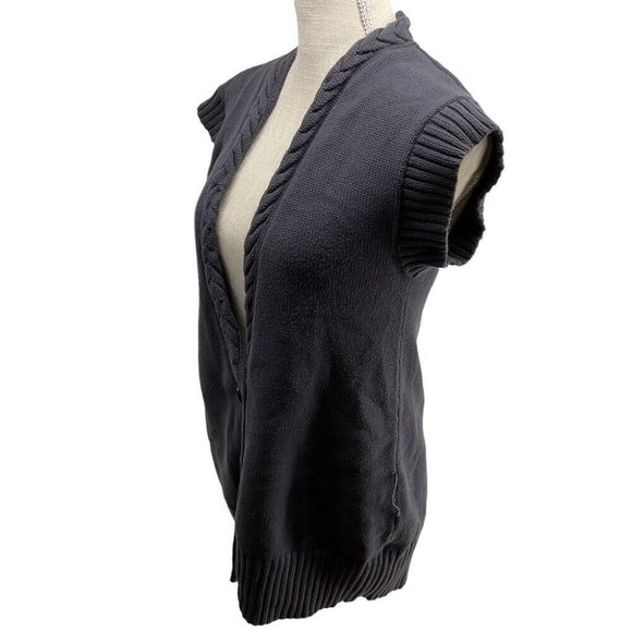 Canyon River Blues Woman's Med Gray Knit Sweater Button Front Cable Neck Line - Picture 3 of 6